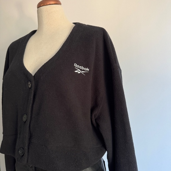 Reebok - Black Button Down Crop Cardigan - Picture 2 of 6
